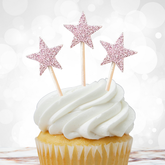 'Pink Twinkle Star' Cupcake Toppers