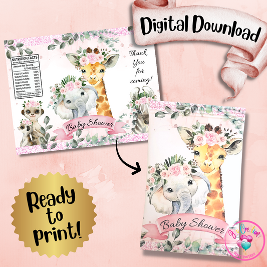 Chip Bag Digital Download - Floral Safari Baby Shower