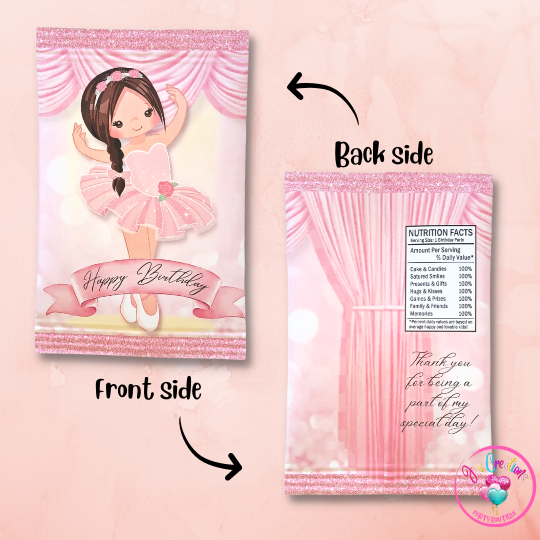 Chip Bag Digital Download - Brunette Ballerina Birthday