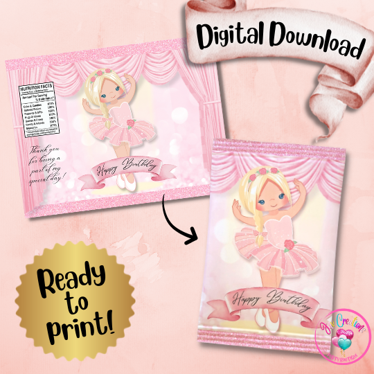 Chip Bag Digital Download - Blonde Ballerina Birthday