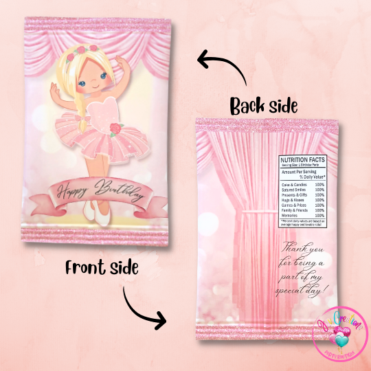 Chip Bag Digital Download - Blonde Ballerina Birthday