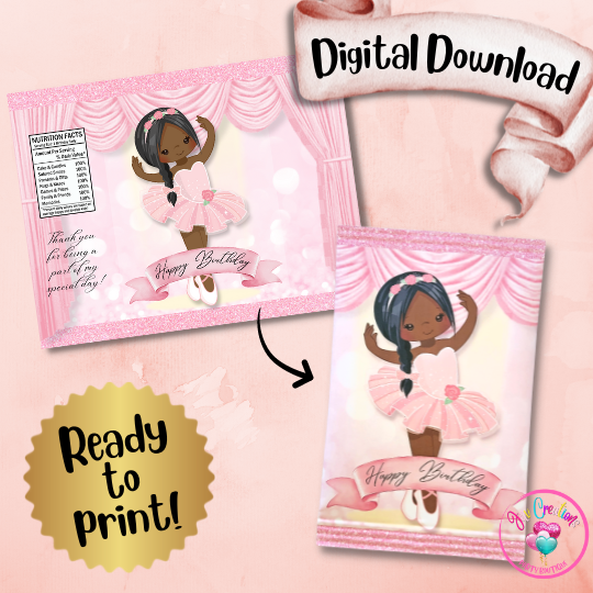 Chip Bag Digital Download - African Ballerina Birthday