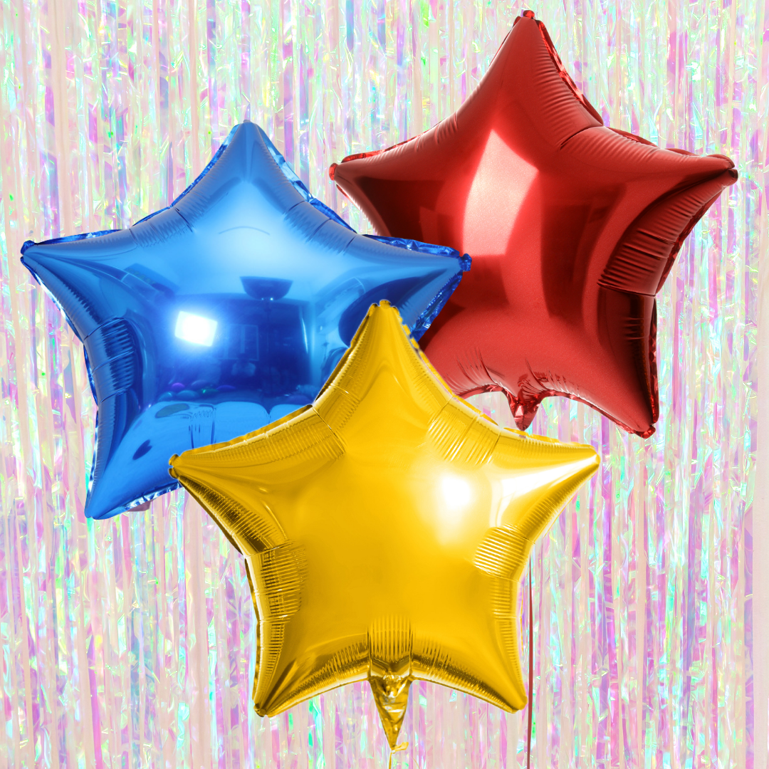 'Primary colors' Star Mylar Balloons