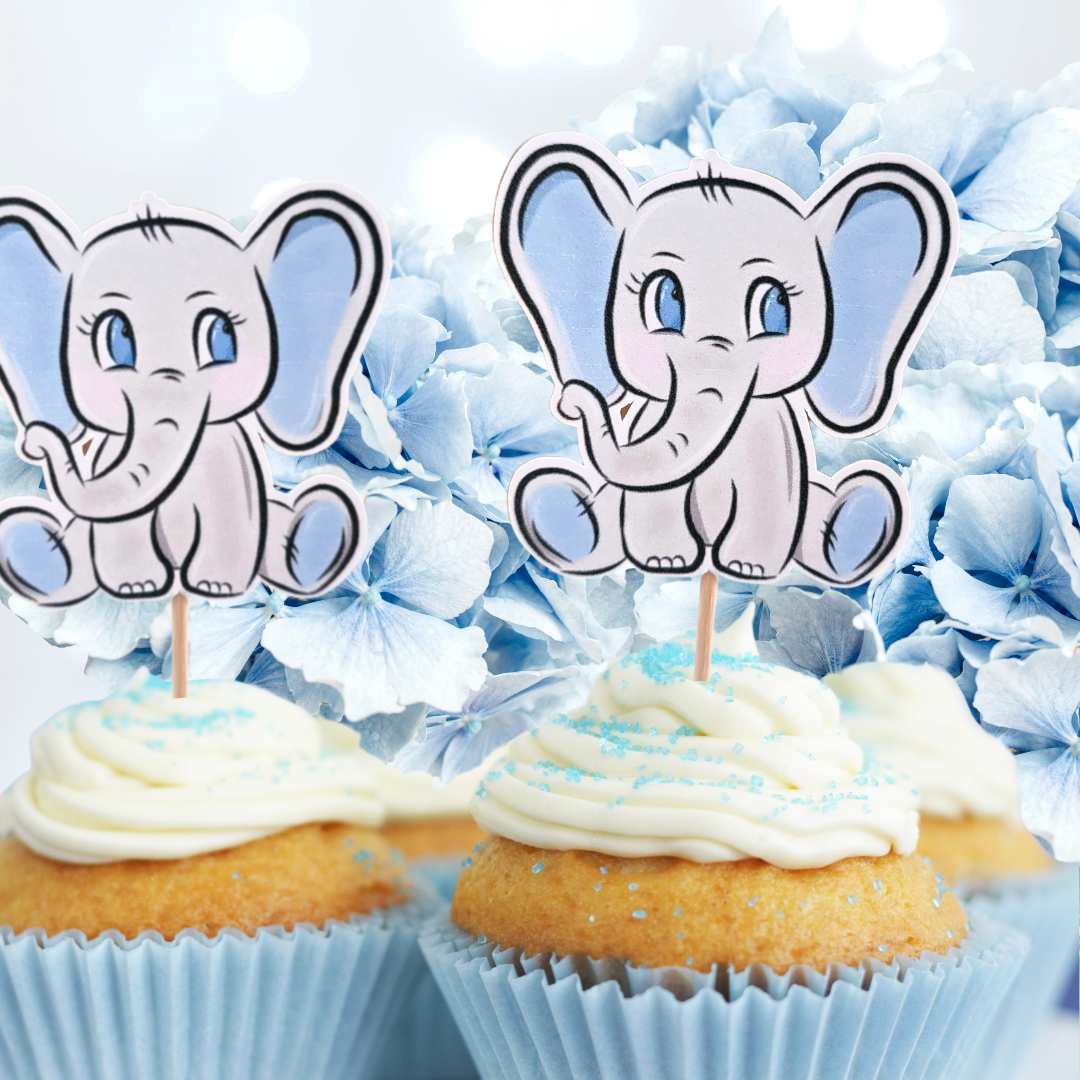 Blue Elephant Cupcake Toppers