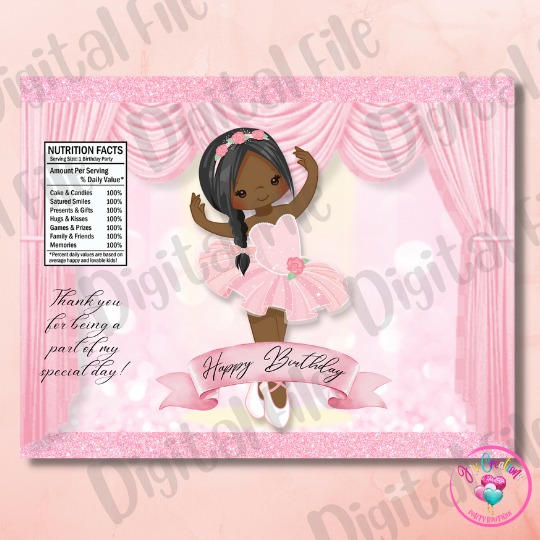 Chip Bag Digital Download - African Ballerina Birthday