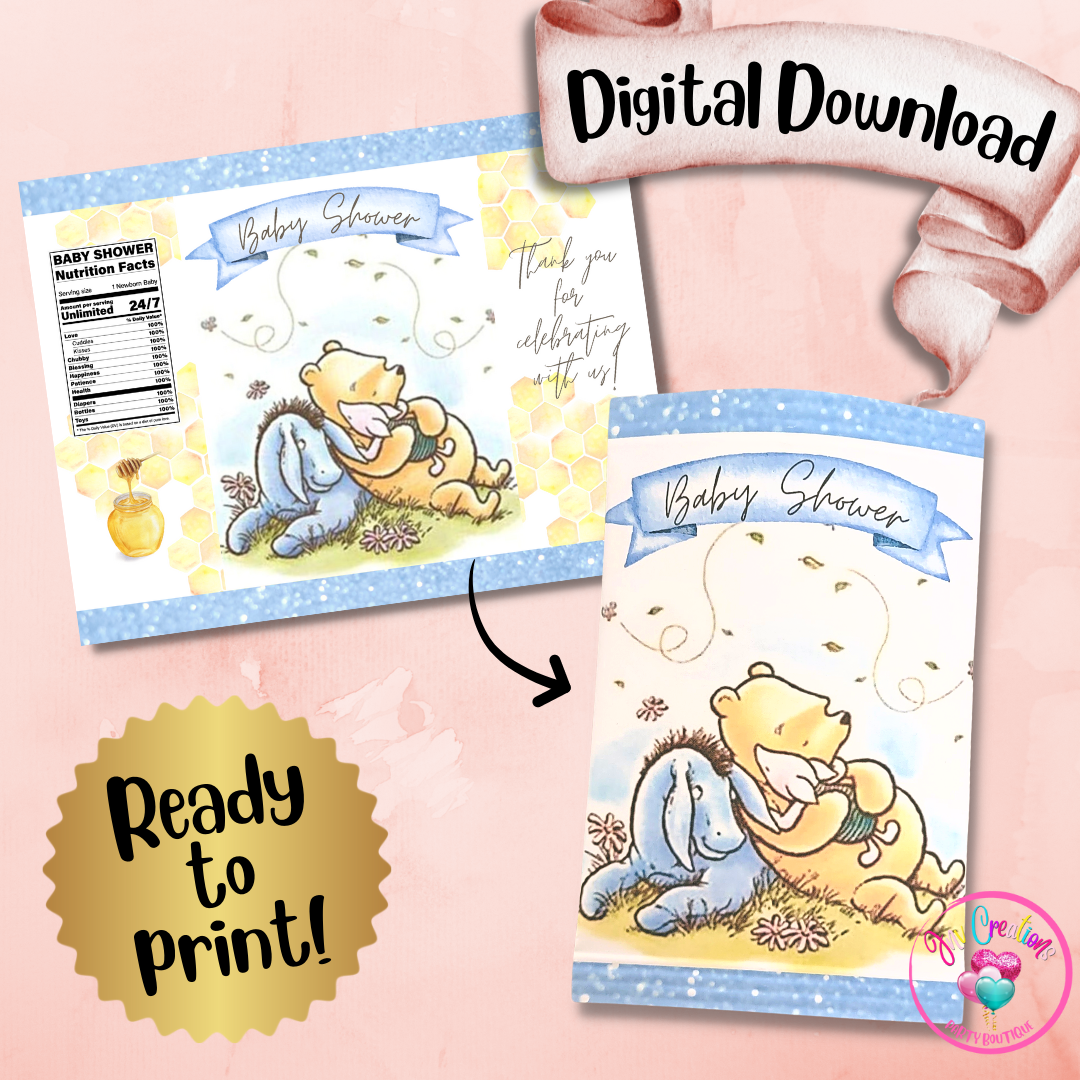 Chip Bag Digital Download - Blue Pooh Bear