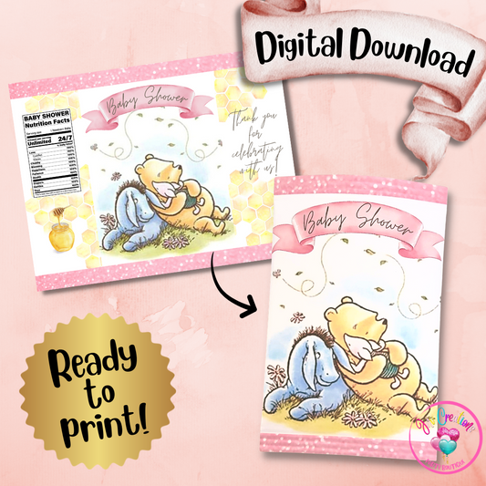 Chip Bag Digital Download - Pink Pooh Bear