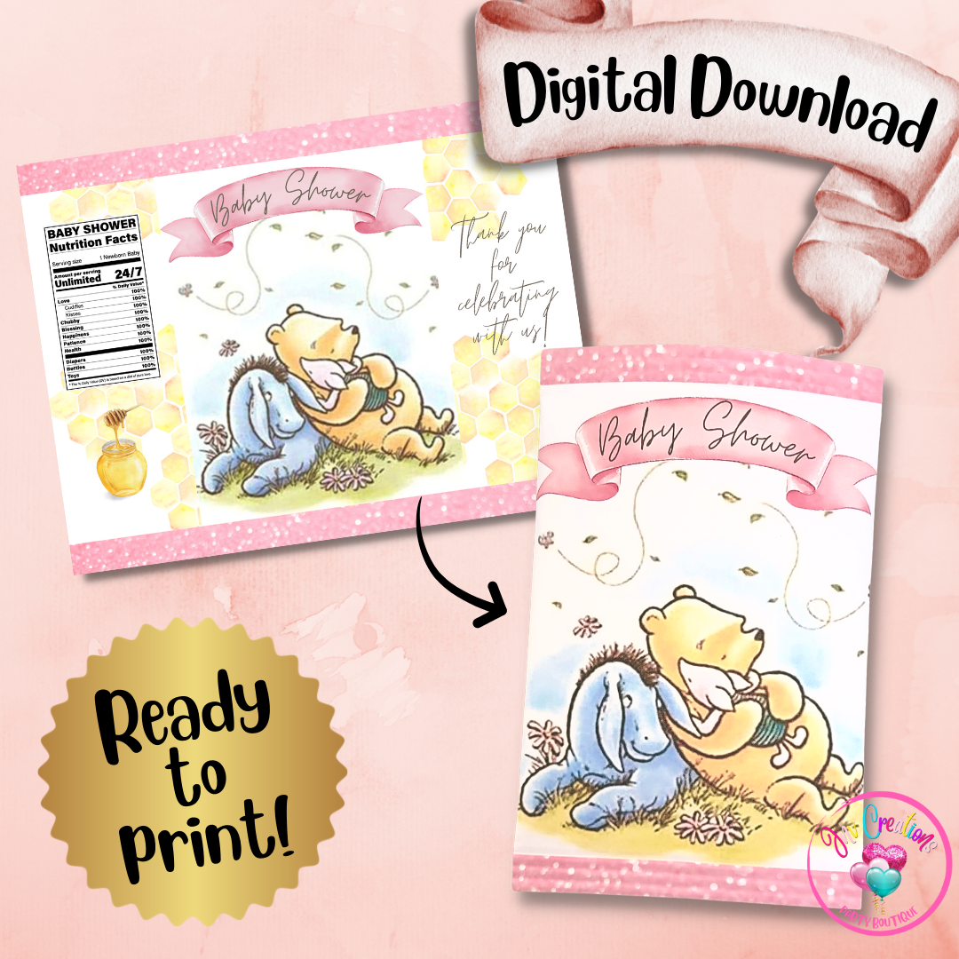 Chip Bag Digital Download - Pink Pooh Bear