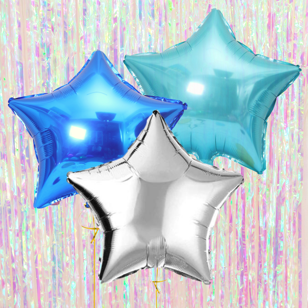 'Shades of Blues' Star Mylar Balloons