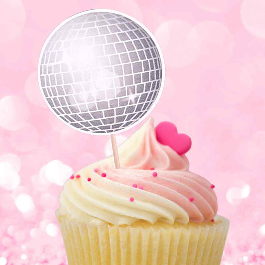 Disco Ball Cupcake Toppers - 12pcs.