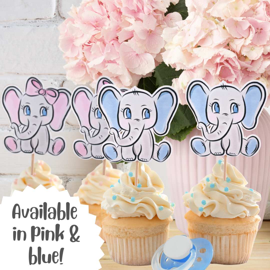 Pink Elephant Cupcake Toppers