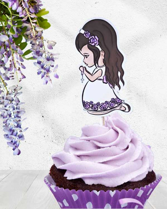 Lavender Praying Girl Cupcake Toppers (12pcs.)