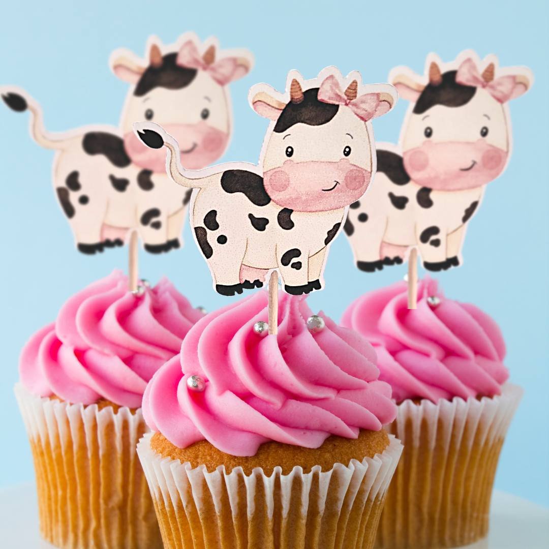 Girl Cow Cupcake Toppers - 12pcs.