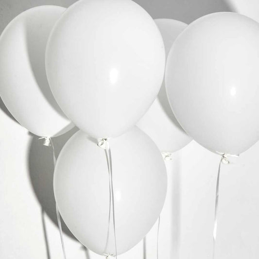 White Latex Balloons 10" - 50pcs
