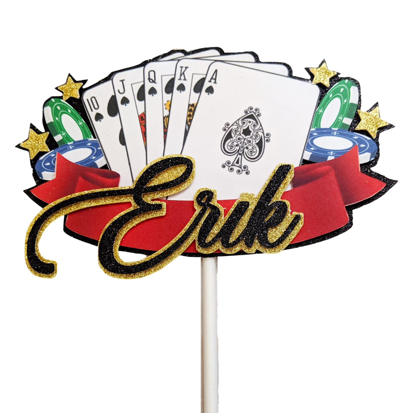 Casino Birthday Cake Topper - Las Vegas Themed Age / Number Party Deco