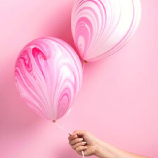 Hot Pink Agate Marble Latex Balloons - 10"
