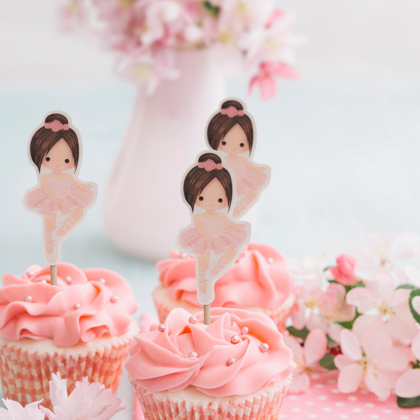 Pink Ballerina Cupcake Toppers 12pcs.