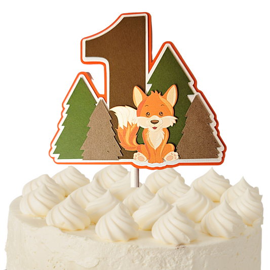 Woodland Fox 1st Birthday Cake Topper